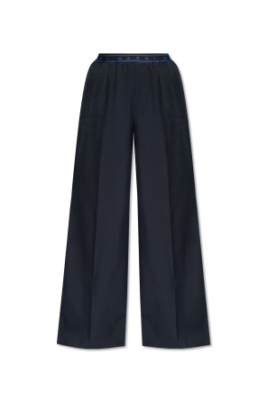 パンツ Alexander Mcqueen Navy Blue Wool Wide-Leg Pant McQueen Wool Straight Tailored Trousers | Harrods US